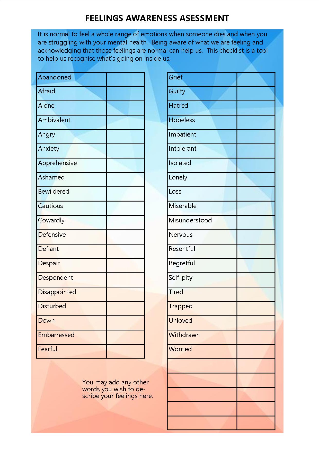 Feelings Awareness Assessment